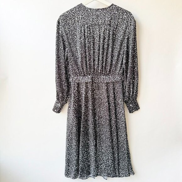 Officine Générale Gathered Printed Satin Midi Dress – Black Size XS - Picture 3 of 9